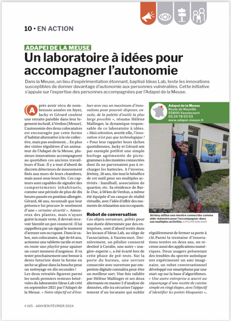 page 1 du magasine vivre ensemble parlant de IdeasLab